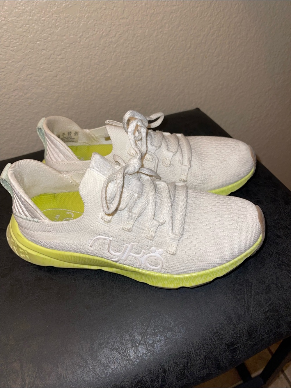 Ryka White and Neon Lime Kids Sneakers